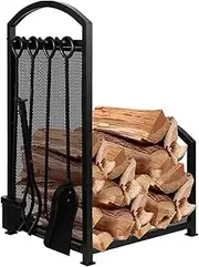 Firewood Holder，Firewood Rack Outdoor， Fireplace Log Rack Kit, Heavy Duty Firewood Holder,Wood Stacking Holder for Living Room Patio Deck Yard