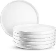 Jassceram 10.5 Inch Dinner Plates, Modern Dinnerware Dishes Set for Family Dinner and Restaurant - Microwave, Oven and Dishwasher Safe, Scratch Resistant and Lead-Free, High Lip Design, White