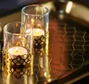 75 Bulk Wedding TEALIGHT CANDLE HOLDERS Table Decor ANTIQUE GOLD Metal and Glass