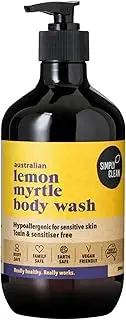 SimplyClean Lemon Myrtle Body Wash – Natural Shower Gel with Pure Australian Lemon Myrtle Essential Oil – Creamy pH 5.5 Formula – Gentle on Skin – 500ml