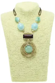 New Semi Precious Amazonite & Leather Cord Necklace by The Sak $64 Tags #SAK74