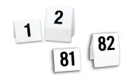 Plastic Catering Numbers 1-100 Tent Style, White w/ black number, Free shipping