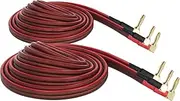 HHDZI 14 AWG Speaker Wire with Right Angle Banana Plugs to Right Angle Banana Plugs (2 Pack, 6.6 ft - 2 M) 99.9% OFC Copper Speaker Cable Audio Cable Speaker Cord for Bi-Wire Bi-Amp HiFi Sound