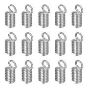 400Pcs Coil Cord Ends, 4.5x9.5mm Iron Spring Tube Cap Clasps Silver White