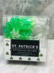 St. Patrick’s Shamrock Battery Operated LED Light Strings 10 Lights 4.5 Ft