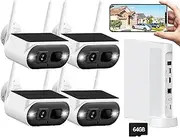 CAMCAMP Solar Security Cameras Wireless Outdoor, 2K Solar Home Security Camera System, 4 Cameras Kit with 10CH NVR, Human Detection, Forever Power, Spotlight Camera, 64GB Local Storage, No Monthly Fee