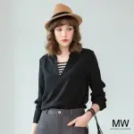 【MAGIQUE WARDROBE】MW 假兩件式拼接雪紡上衣(黑色)