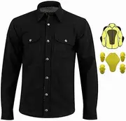 Men Motorcycle Lumberjack Black Shirts Reinforced with Dupont™ Kevlar® Fiber