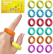 18 Pack Fidget Sensory Rings for Adults – Quiet Finger Fidget Toys for Anxiety Relief, Autism Calming, ADHD Focus, Classroom & Student Prizes for Teens, Stress Texture Office Toys, Stocking Stuffers