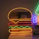 新品LED亞克力背板多色漢堡霓虹燈漢堡包招財貓造型裝飾燈西餐店