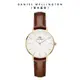 Daniel Wellington 手錶 Petite St Mawes 28mm棕色真皮皮革錶-兩色任選(DW00100231 DW00100552)/ 香檳金框