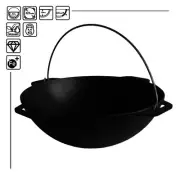 Asian cast iron cauldron 6 liters. Thickness 3.8 mm