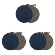 3x 2pc Ladelle Nash Premium Heat-Resistant Trivets Mats Non-Slip Holders Blue