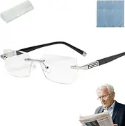 Mag Vision Glasses, Automatic Zoom Blue Light Blocking Reading Glasses, Vision Glasses as Seen for Women & Men(Silver,0)