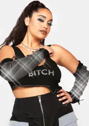 Chilling Nestle In Rhinestone Arm Sleeves