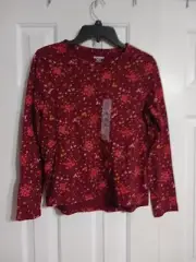 NWT Girls Old Navy Long Sleeve Floral Softest Tee Size M (8) Burgundy