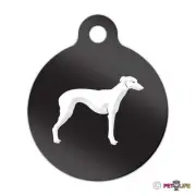 Whippet Engraved Keychain Round Tag w/tab english Many Colors