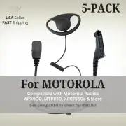 5x D-Shape Earpiece w/ PTT Mic for Motorola Radios APX900, MTP850, XPR7550