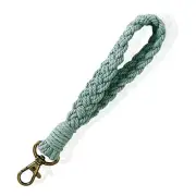 Macrame Keychain Wrist Lanyard Key Chain Boho Wristlet Light Green-1pack