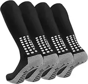 [Ultrafun] 4 Pairs Soccer Socks Knee High Non Slip Football Baseball Multi-Sport Soccer Socks Grip Pad for Men Women
