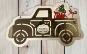 Christmas Pickup Truck St Nicolas Mercantile Chrome On White Board 12” Farmhouse