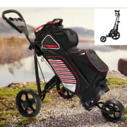 Folding Golf Push Cart, 3 Wheel Golf Trolley Lightweight Golf Bag Pull Cart AU