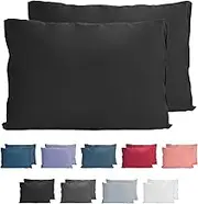 Komfortec 100% Cotton Cushion Covers, Set of 2, 40 x 60 cm, Super Soft Premium Jersey Pillowcase, 150 g/m², Pillow Slip, Black