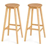 2 Pcs Bar Stools Bamboo Pub Dining Barstools Chairs Round Seat 79 cm
