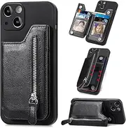 Compatible with Samsung Galaxy A13 5G Case,Compatible with Samsung Galaxy A13 5G Zipper Card Slots Magnet Kickstand Phone Case Black