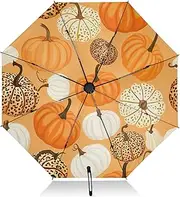 [RPLIFE] Compact Umbrella, Windproof Umbrella, Automatic Open/close, Compact Size for Women Backpacks/Handbags, Cute Pumpkins Orange