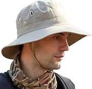 [OZ SMART SUN PROTECTION] Bucket Hats for Men/Women, Wide Brim Sun Hat UPF 50 UV Protection, Waterproof Boonie Hat for Fishing Hiking Garden Safari Boonie Hats (Khaki)