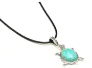 Turtle Necklace Black String Turquoise Turtle Long Men Women Girls Boys
