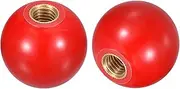 sourcing map 2Pcs Threaded Ball Knobs, M8 Female Thread Thermoset Ball Knob 25mm Dia Round Operation Handles with Copper Insert for Machine Lever Handle, Red