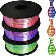 Silk Coextruded 3D Printer Filament 1kg(2.2lbs) Dual Color PLA Filament 1.75mm (± 0.02 Mm) Shiny 3D Printer Consumables Compatible with Most of 3D Printer,One Size, Pink Red+Gold