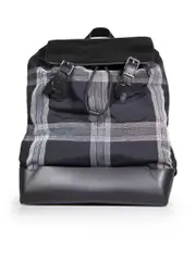 Black Leather Checkered Backpack