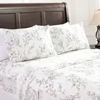 Premium Traditional Floral Printed Elegant Patterned Queen Bed Sheet Set 4-Piece