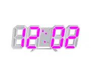 Intelligent 3D Digital Clock Alarm Clock Digital Wall Clock Led Electronic Gift Alarm Clock,Pink