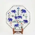 18" Marble Side / Corner Table top Floral Inlay semi precious stones Art work