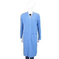 在飛比找Yahoo奇摩購物中心優惠-ALLUDE 100%喀什米爾天藍色粗坑針織長版羊毛罩衫