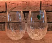 Waterford Crystal Set of 2 Double Old Fashioned Brandy/Wine Glasses 4 1/4" New