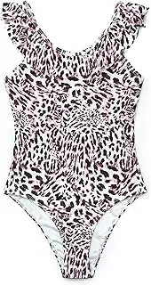 [SHEKINI] Girls Ruffle Flounce Tankini Printed Crochet Two Piece Bikini Set