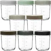 Youngever Glass Baby Food Storage, 6 Ounce Baby Food Glass Containers with Airtight Lids, Glass Jars with Lids (8 Urban Colors)