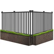 Costway 2mx1.3m Decorative Garden Fences 2 No Dig Fence Panels for Soft Ground/ Pool & Yard