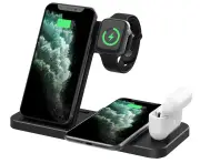 4 in 1 foldable Wireless Charging Dock for iphone ,Airpods and iWatch-Black