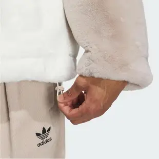 Adidas FUR Logo JKT U IN0982 男女 立領 外套 亞洲版 休閒 三葉草 毛絨 保暖 奶茶