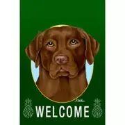 Chocolate Labrador Retriever Pineapple Welcome Decorative Flag
