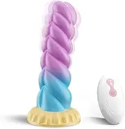 Rainbow Butt Plug with Suction Cup & Vibration - 8-Speed Silicone Anal Trainer, Thrusting Dildo for G-Spot, Remote Control Gay Sex Toys, Waterproof Adult Toys