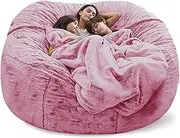 Large Bean Bags Chair Cover (No Filler, Cover Only) - Round Faux Fur Beanbag Chairs Soft Sofa Without Filling - Ultra Soft and Fluffy, for Adults, Machine Washable,G-5FT