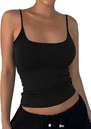 [Onsoyours] Spaghetti Top Women's Summer Tank Top Sleeveless Tops Sexy Slim Fit Cami Crop Top Plain Basic Shirts