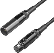 tunghey Mini XLR Male to Female Audio Adapter Cable, 3-pin Mini XLR to Mini XLR Converter Cord,Gold Plated Mini XLR Mic Cord for Headphone, Camera (0.3m)